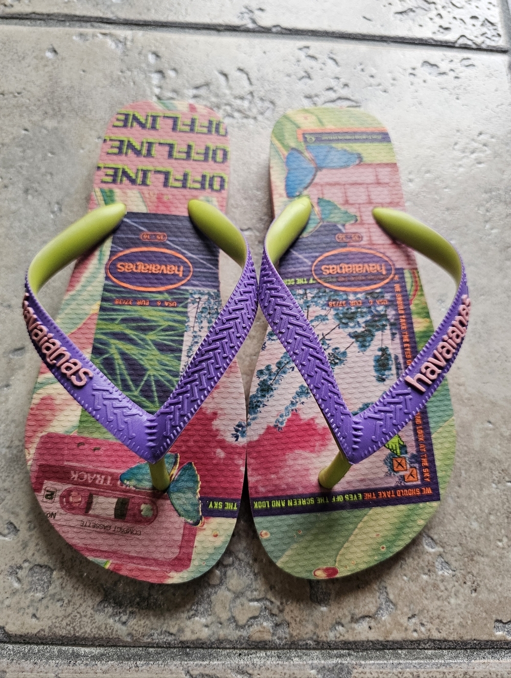 Havaianas Colorful Printed Flip Flops with Purple Straps